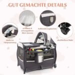 Kompaktiška vaikiška daugiafunkcė lovytė su čiužiniu (Pilka)