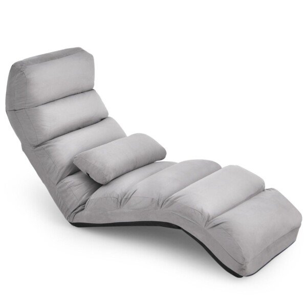 Reguliuojamas sulankstomas krėslas su atlošu 175x55x20 cm (Pilka)