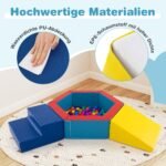 Dideli minkšti putplasčio blokai su kamuoliukų baseinu ir šimtu kamuoliukų (Spalvota)