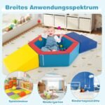 Dideli minkšti putplasčio blokai su kamuoliukų baseinu ir šimtu kamuoliukų (Spalvota)