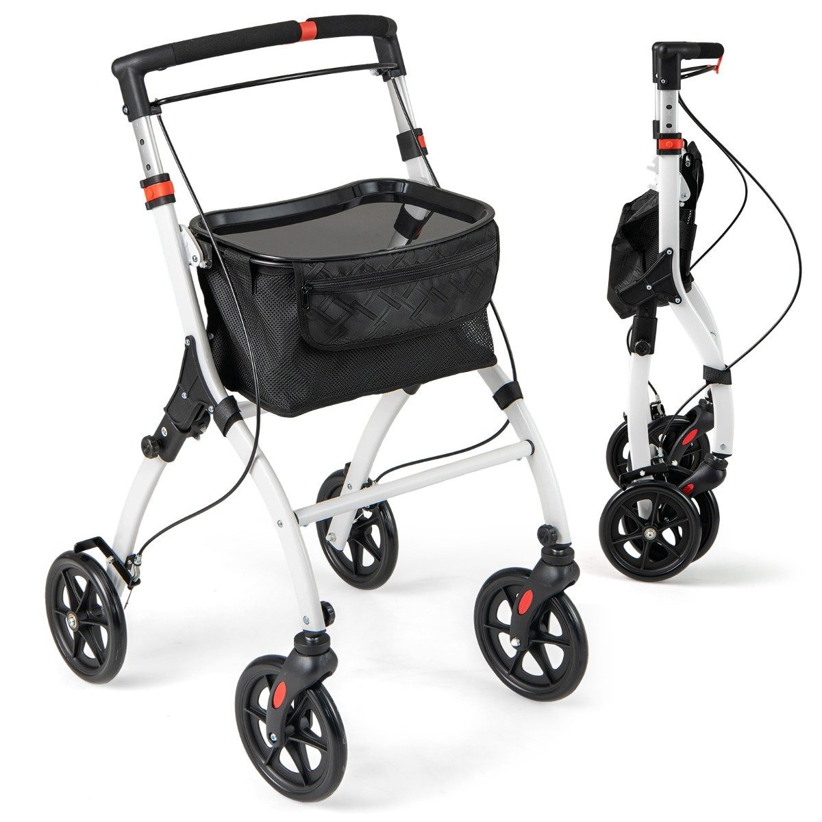rollator-12069_7_ Kompaktiškas reguliatorius su ratukais ir padėklu (Juoda)