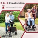 Sulankstomas dviejų funkcijų vežimėlis su atlošu ir sėdyne (Raudona)