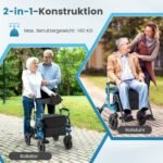 Sulankstomas rollatorius su sėdyne ir dideliais ratais (Mėlyna)