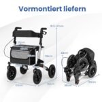 Sulankstoma aliumininė vaikštynė-riedlentė su sėdyne (Sidabrinė)
