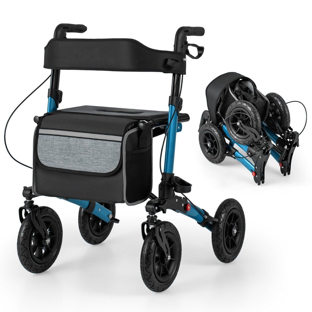 rollator-rollstuhl-13395_5_ Sulankstomas aliumininis vaikščioklis su pneumatinėmis padangomis ir sėdyne (Mėlyna)