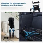 Sulankstomas lengvas aliuminio vaikštynė-riteris su sėdyne iki 136 kg (Mėlyna)
