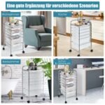 Mobilus metalinio rėmo stalčių vežimėlis su laikymo paviršiumi (Skaidri)