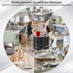 Vežimėlis su 12 stalčių ir metaliniu rėmu (Juoda)