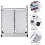 Vežimėlis su dvylika stalčių ir metaliniu rėmu (Skaidri)