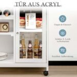 Kompaktiškas virtuvės vežimėlis su kaučiukmedžio stalviršiu (Balta)