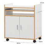 Praktiškas virtuvės vežimėlis su spintele ir lentynomis (Balta)