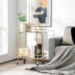 Dvieilė virtuvės bei serviravimo vežimėlis (Auksinė)