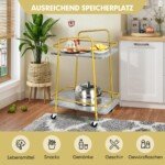 Dvieilė virtuvės bei serviravimo vežimėlis (Auksinė)