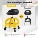 Reguliuojamo aukščio dirbtuvių taburetė su laikikliu įrankiams (Geltona)