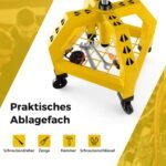 Reguliuojamo aukščio dirbtuvių taburetė su laikikliu įrankiams (Geltona)