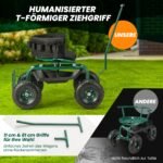 Sodo vežimėlis su ratukais reguliuojamu aukščiu ir pasukama sėdyne (Žalia)