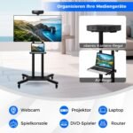 Mobilus televizoriaus stovas su ratukais ir kameros/AV laikikliais (Juoda)