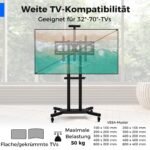 Mobilus televizoriaus stovas su ratukais ir kameros/AV laikikliais (Juoda)