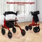 Sulankstomas aliuminio ramentas su sėdyne iki 136 kg (Raudona)
