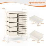 Universalus vežimėlis su 15 stalčių ir metaliniu rėmu (Balta)