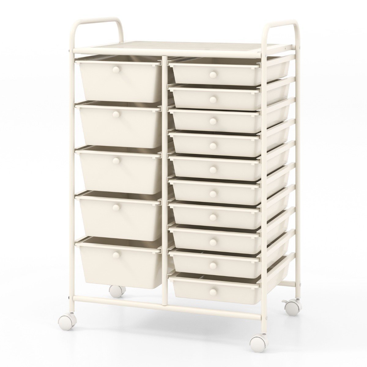 rollwagen-13403_7_ Universalus vežimėlis su 15 stalčių ir metaliniu rėmu (Balta)