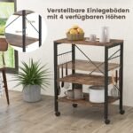 Trijų lygių virtuvės vežimėlis su kabliukais (Ruda)