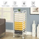 Mobilus 10 stalčių laikymo vežimėlis 33 x 37 x 86 cm (Geltona)