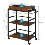 Tarnavimo vežimėlis su trimis lentynomis ir nuimamu padėklu (Rustiška ruda)