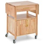 Virtuvės vežimėlis su išlankstoma plokšte ir stalčiumi (Natūrali)