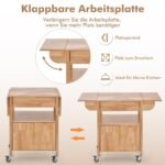 Virtuvės vežimėlis su išlankstoma plokšte ir stalčiumi (Natūrali)