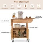 Virtuvės vežimėlis su išlankstoma plokšte ir stalčiumi (Natūrali)