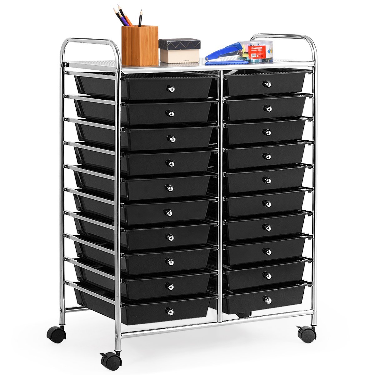 rollwagen-rollcontainer-hw56501bk_7_ Talpinimo vežimėlis su dvidešimt stalčių (Juoda)