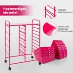 Mobilus 15 stalčių vežimėlis su metaliniu rėmu (Tamsiai rožinė)