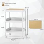 Trijų lygių mobilus vežimėlis su nuimamu padėklu (Balta)