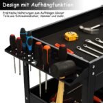 Vežimėlis įrankiams su stalčiumi ir šonine lentyna (Juoda)