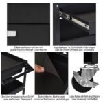 Vežimėlis įrankiams su stalčiumi ir šonine lentyna (Juoda)