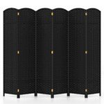 Sudedama kambario pertvara su mediniu rėmu 240 cm (Juoda)