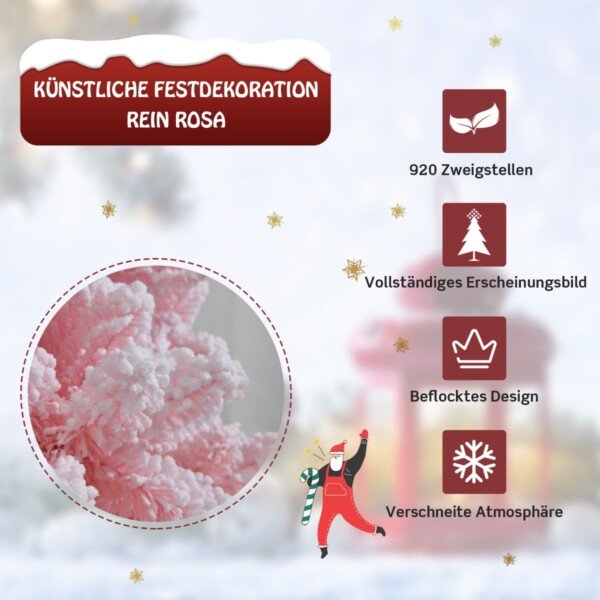 Dirbtinė Kalėdų eglutė su 920 šakų 180 cm (Rožinė)