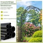 Metalinis pusapvalis rožių suolas 150 x 39 x 250 cm (Juoda)