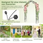 Metalinis pusapvalis rožių suolas 150 x 39 x 250 cm (Juoda)