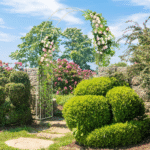 Metalinis sodo arka su dekoratyviniais raštais (Balta)