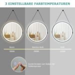 Apvalus LED veidrodis su 3 spalvų temperatūromis 60 cm skersmens (Sidabrinė)