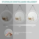 Apvalus LED veidrodis su 3 spalvų temperatūromis 60 cm skersmens (Sidabrinė)