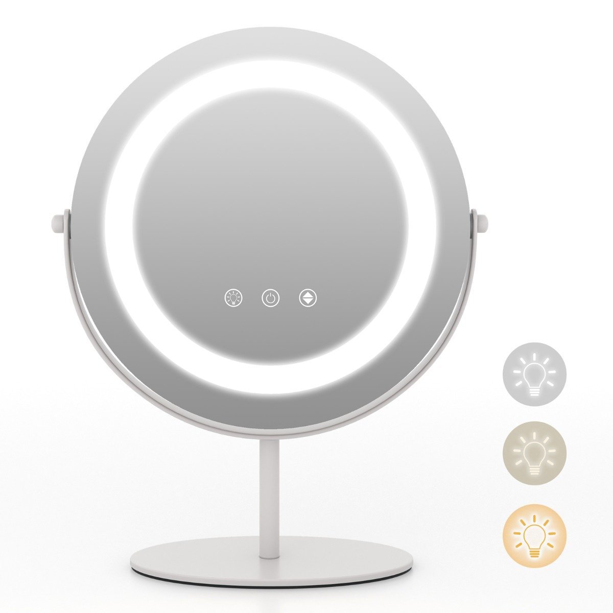 runder-schminkspiegel-hu10609de-wh_8_ Kosmetinis veidrodis su LED apšvietimu ir 360 laipsnių sukimosi funkcija (Balta)