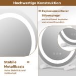 Kosmetinis veidrodis su LED apšvietimu ir 360° pasukimu (Balta)