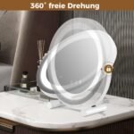 Kosmetinis veidrodis su LED apšvietimu ir 360° pasukimu (Balta)