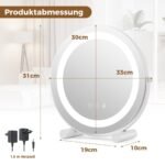 Kosmetinis veidrodis su LED apšvietimu ir 360° pasukimu (Balta)