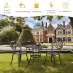 Lauko aliuminio bistro komplektas su dviem kėdėm ir stalu (Bronzinė)