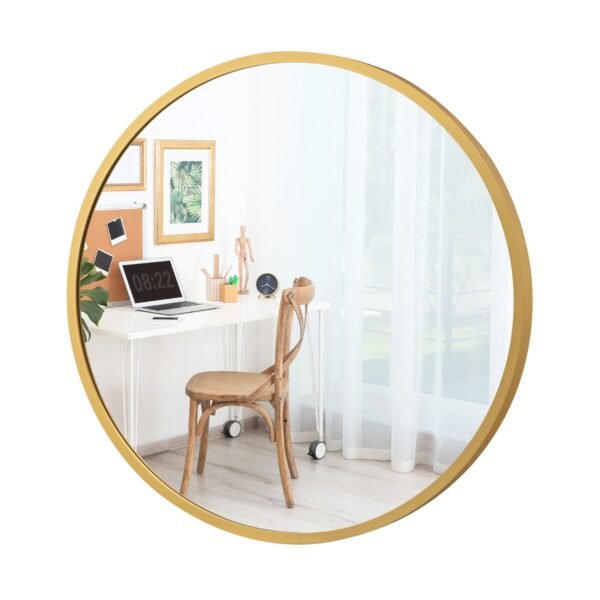Apvalus aliuminio rėmo sieninis veidrodis 40 cm (Auksinė)