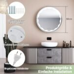 LED apšviečiamasis veidrodis su apsauga nuo rasojimo Ø 60 cm (Sidabrinė)